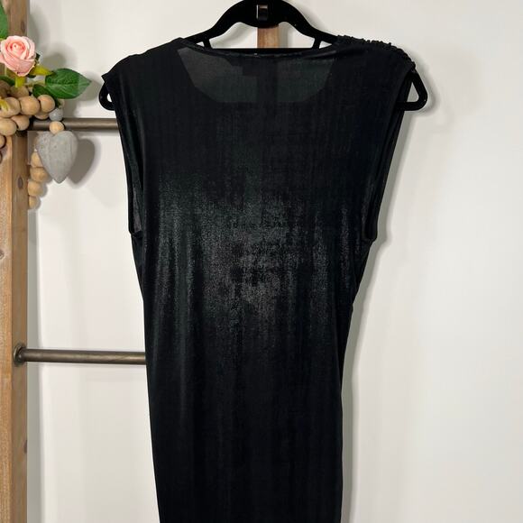 Armani Exchange Black Sleeveless Draped Front Mini‎ Dress Size Medium - Picture 8 of 9